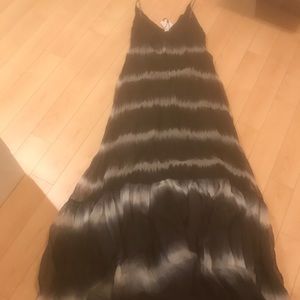 NWT DVF black and white tie dye maxi dress gown